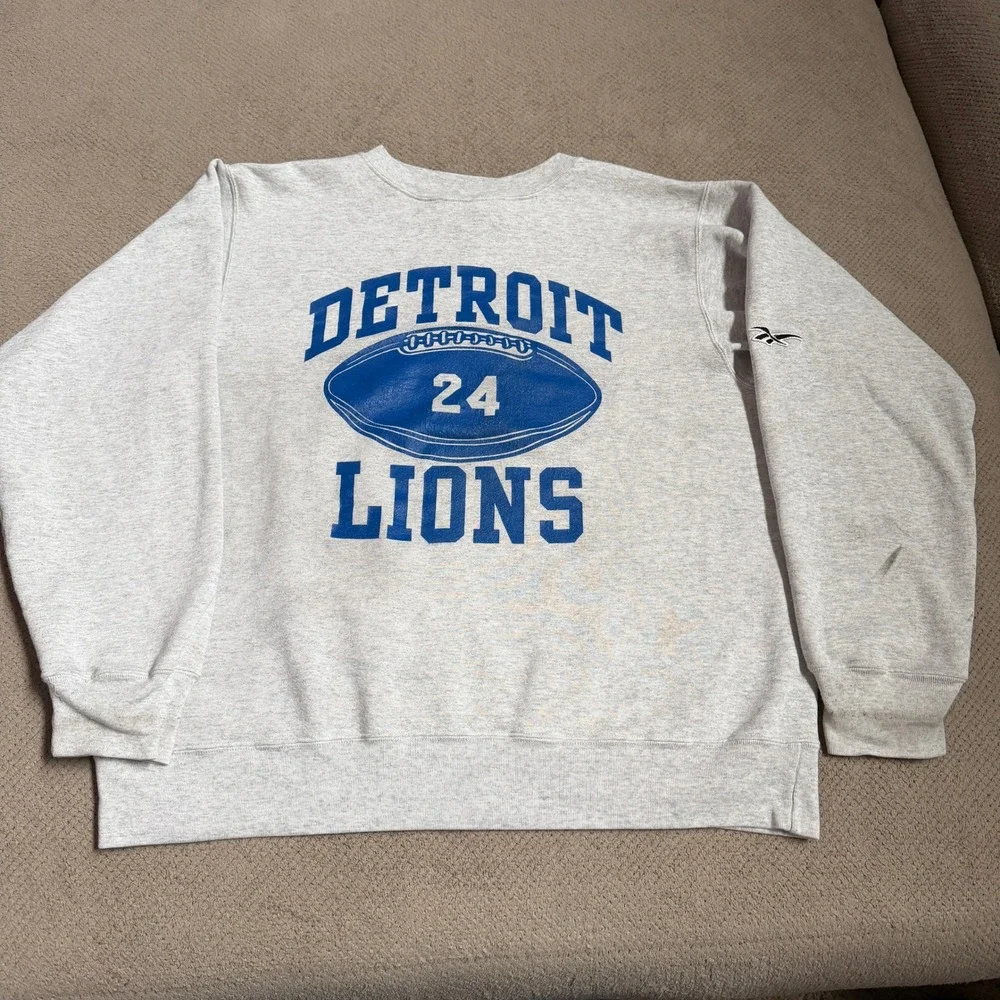 Vintage 1990s Reebok Detroit Lions Team Issued Sweatshirt Grey XL Made in USA